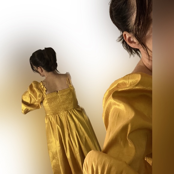 Vici Collection Womens Babydoll Dress Yellow Mini Half Sleeve Puff Pleated|S|NWT - Picture 5 of 5